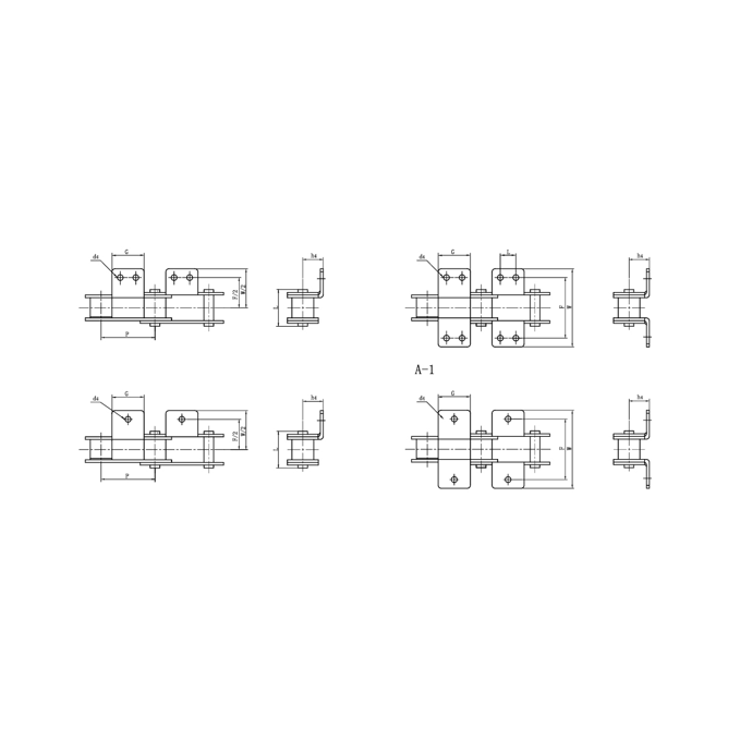 Anbauteile für Förderketten mit doppelter Teilung