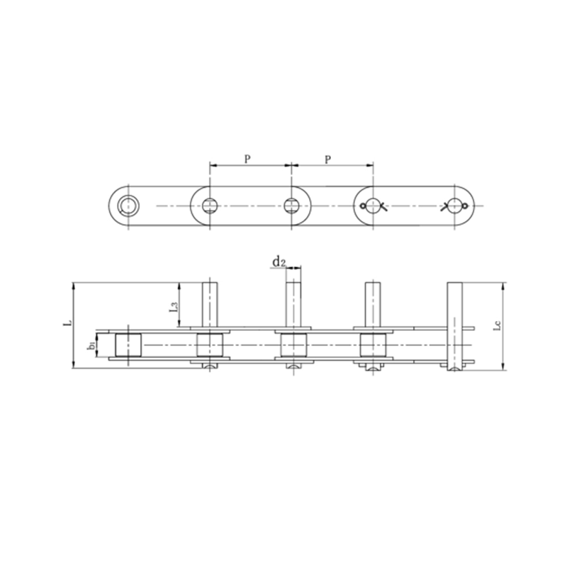 Förderketten mit doppelter Teilung und verlängerten Bolzen